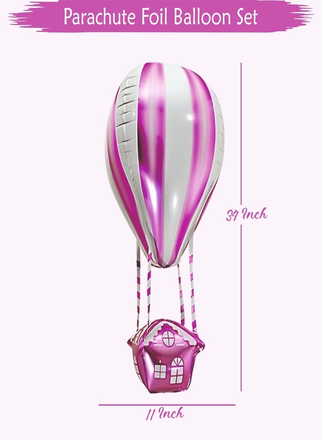 YOURS DECOR بالون فويل رباعي الأبعاد من يورز ديكور، حجم كبير، عبوة من 4 قطع، بالون فويل على شكل مظلة لتزيين حفلات أعياد ميلاد الأطفال، أدوات تزيين المنزل (وردي) - Image 3